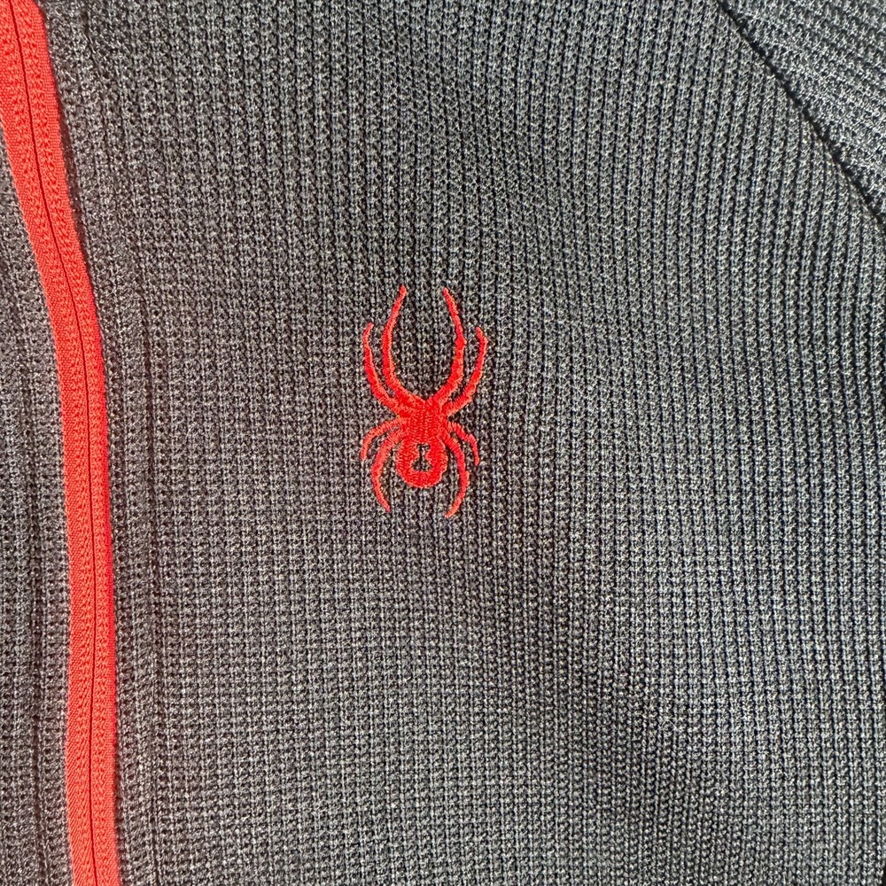 Spyder 1/4 Zip Waffle Knit Jacket Womens M Black Red Pullover Fleece Lining - Picture 6 of 13